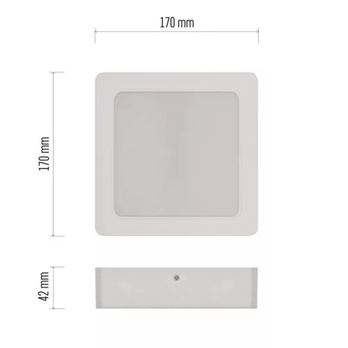LED süllyesztett lámpatest RUBIC, négyzet, fehér, 24W, természetes fehér