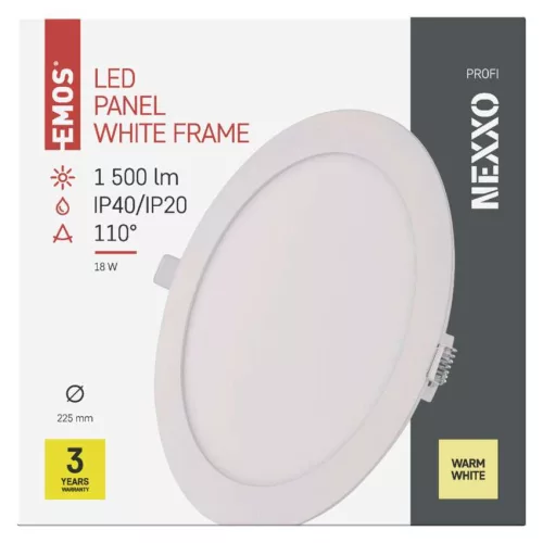 LED süllyesztett lámpatest NEXXO, kerek, fehér, 18W, meleg fehér