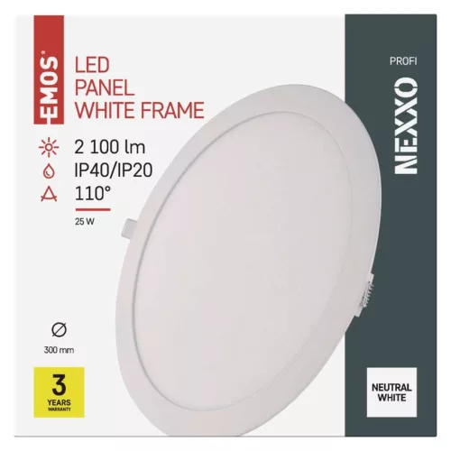 LED süllyesztett lámpatest NEXXO, kerek, fehér, 24W, természetes fehér