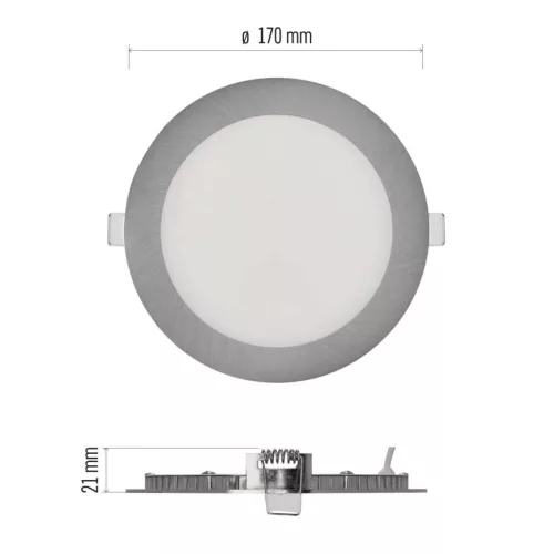 LED süllyesztett lámpatest NEXXO, kerek, ezüst, 12W, CCT