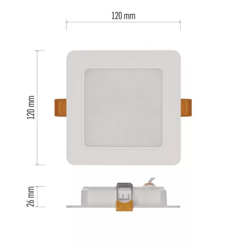 LED süllyesztett lámpatest RUBIC, négyzet, fehér, 9W, természetes fehér