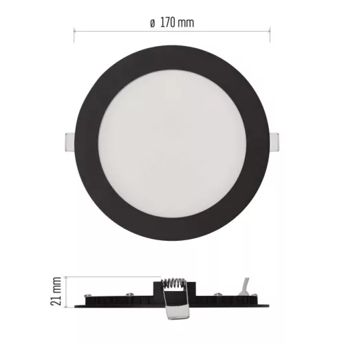 LED süllyesztett lámpatest NEXXO, kerek, fekete, 12W, CCT
