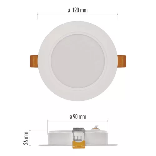 LED süllyesztett lámpatest RUBIC, kerek, fehér, 9W, természetes fehér