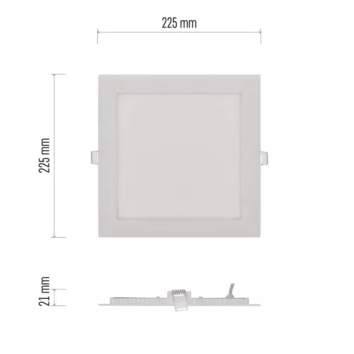 LED süllyesztett lámpatest NEXXO, négyzet, fehér, 18W, meleg fehér