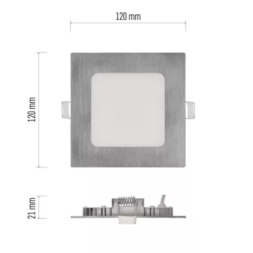LED süllyesztett lámpatest NEXXO, négyzet, ezüst, 7W, CCT