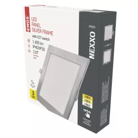   LED süllyesztett lámpatest NEXXO, négyzet, ezüst, 18W, CCT