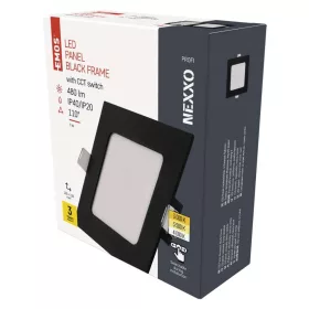   LED süllyesztett lámpatest NEXXO, négyzet, fekete, 7W, CCT