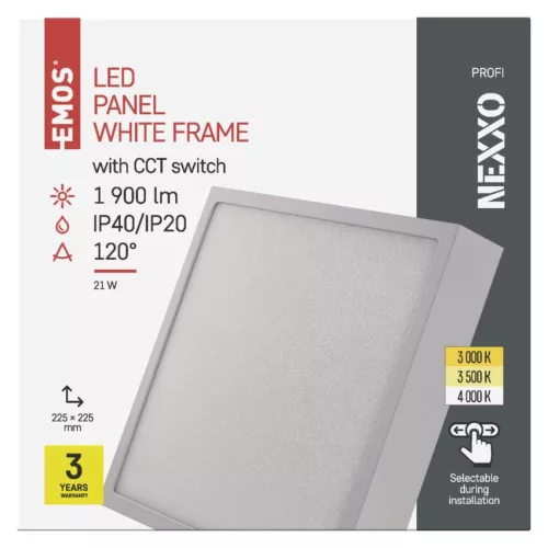 LED felületi lámpatest NEXXO, négyzet, fehér, 21W, CCT