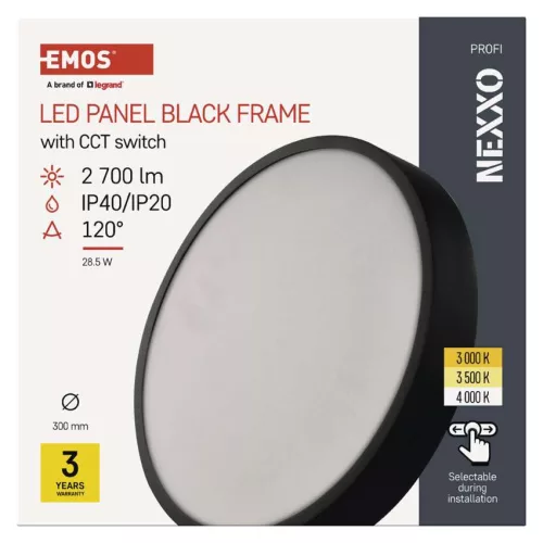 LED felületi lámpatest NEXXO, kerek, fekete, 28,5W, CCT