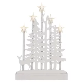   LED dekoráció, fa – erdő csillagokkal, 35,5 cm, 2x AA, beltéri, meleg fehér, időzítő