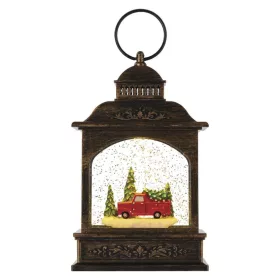   LED dekoráció – karácsonyi lámpás autóval, 21 cm, 3x AA, beltéri, meleg fehér, időzítő