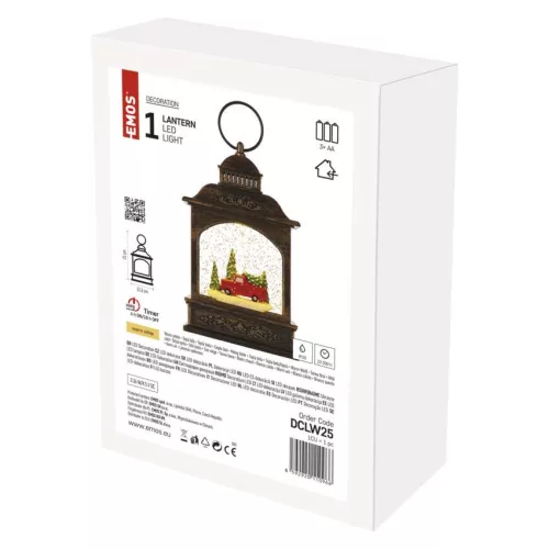 LED dekoráció – karácsonyi lámpás autóval, 21 cm, 3x AA, beltéri, meleg fehér, időzítő