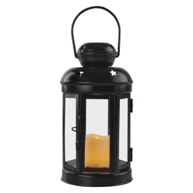   LED fekete, kerek lámpás, 18,5 cm, 1x CR2032, beltéri, vintage, időzítő