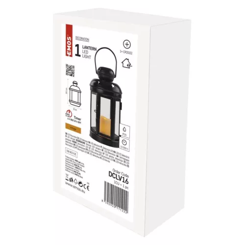 LED fekete, kerek lámpás, 18,5 cm, 1x CR2032, beltéri, vintage, időzítő