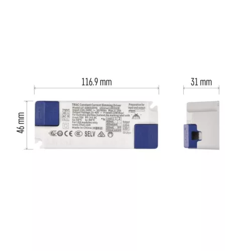 Triac dimmelhető meghajtó LED lámpatesthez 550mA 20W