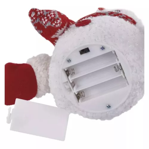 LED karácsonyi világító hóember, 25 cm, 3x AA, beltéri, meleg fehér, időzítő, szürke foglalat