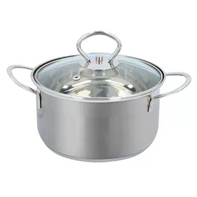   Alpina rozsdamentes acél fazék fedővel, ezüst színű, 1,8l 16x9,5cm, indukciós, és minden hőforráshoz használható