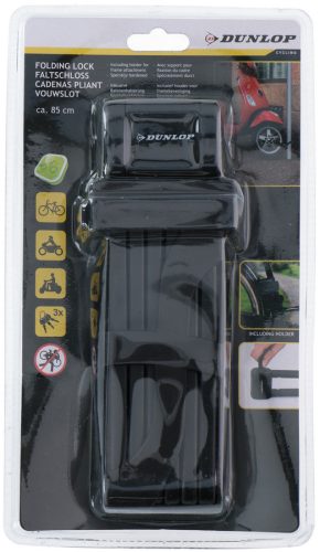 Dunlop kerékpár zár lapra hajtható, 85 cm, 3 kulcs, cca 1kg