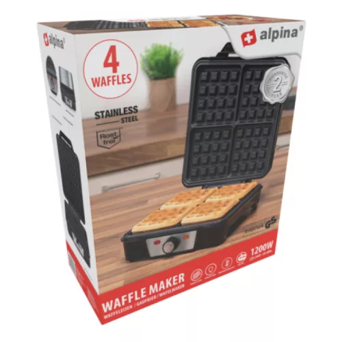 Alpina gofrisütő 4 adagos, 1200W 25,1x30x15cm