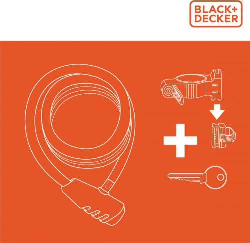 BLACK+DECKER Kerékpár kábelzár Ø1x90cm, 250g, 3 kulcs