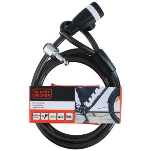 BLACK+DECKER Kerékpár kábelzár Ø1x240cm, 500g, 3 kulcs (BXCHBL7005)