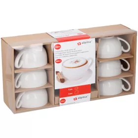   Alpina 2x6 részes 200ml-es capuccinos csésze készlet, fehér