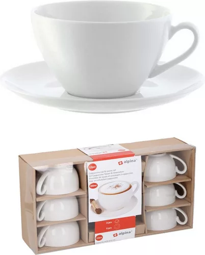 Alpina 2x6 részes 200ml-es capuccinos csésze készlet, fehér