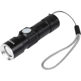   Vipow URZ0914 - alumínium zseblámpa, 3w, zoom, usb csatlakozó, fekete