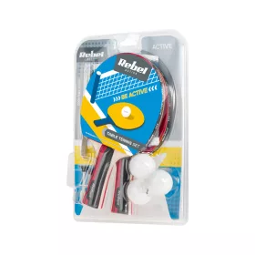   Rebel Active RBA-4002 - pingpong készlet (2ütő, 3 labda, háló), piros/fekete/kék