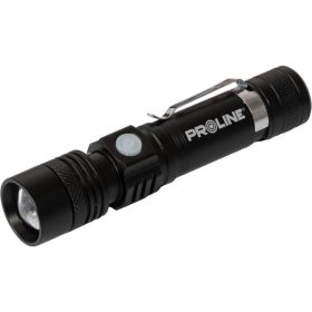   Proline 51042 - alumínium usb-c zseblámpa, 300 lm, zoom, 3 fényerő mód, fekete