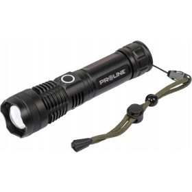   Proline 51043 - alumínium usb-c zseblámpa, 600 lm, zoom, 5 fényerő mód, fekete