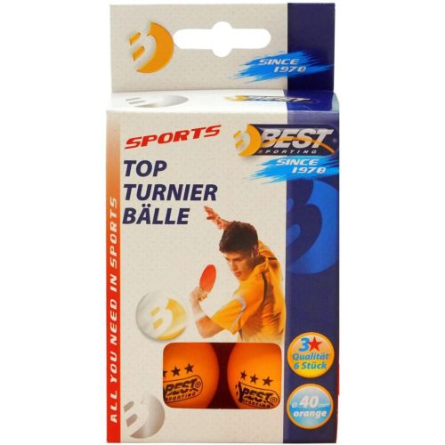 Best Sporting Top Turnier Ball - 6db pingpong labda (3 star), narancs