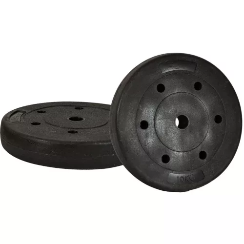 Enero Fit  - 10 kg-os műanyag súlytárcsa, 29,5 mm, fekete