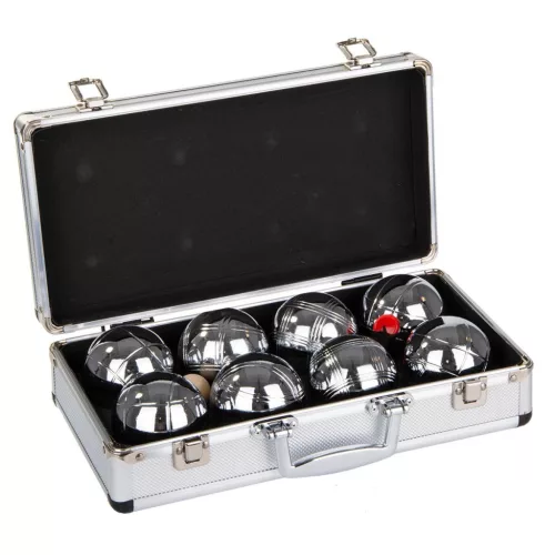 Enero Petanque Set - 8 db-os petanque készlet alumínium dobozban, ezüst