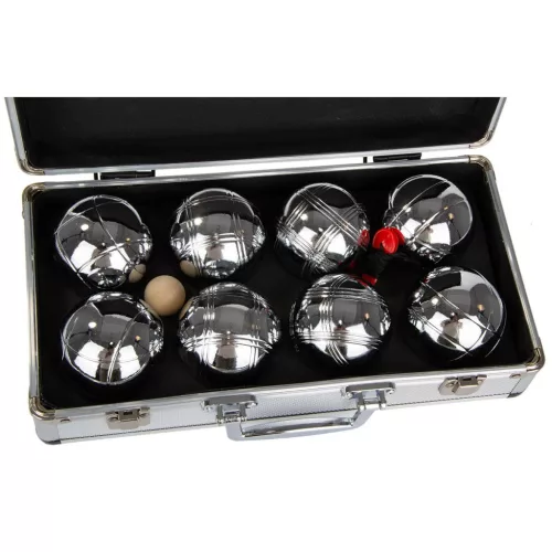 Enero Petanque Set - 8 db-os petanque készlet alumínium dobozban, ezüst