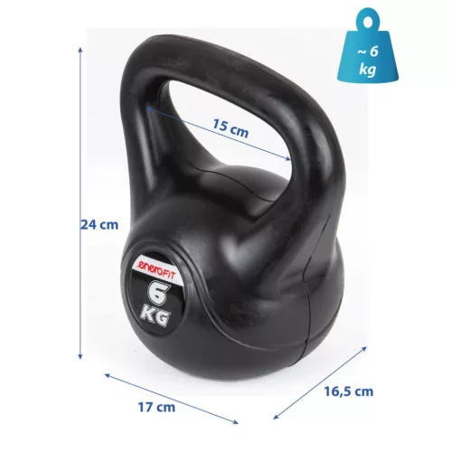 Enero Fit 6kg - kettlebell súlyzó, fekete