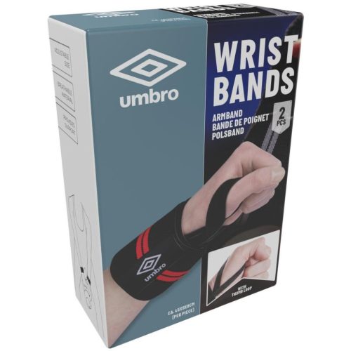 Umbro Wrist Band - elasztikus csuklópánt (2db), fekete/piros