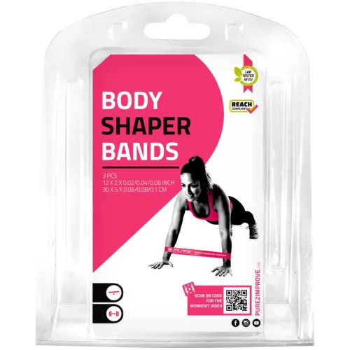 Pure 2 Improve Body Shaper Bands - 3 db-os női fitness és CrossFit edző gumi szett, többszínű