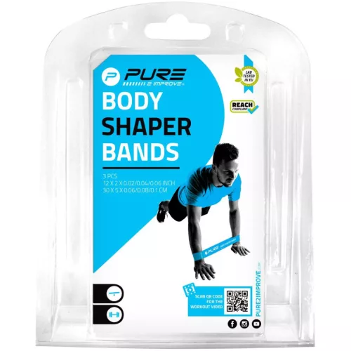 Pure 2 Improve Body Shaper Bands - 3 db-os férfi fitness és CrossFit edző gumi szett, többszínű