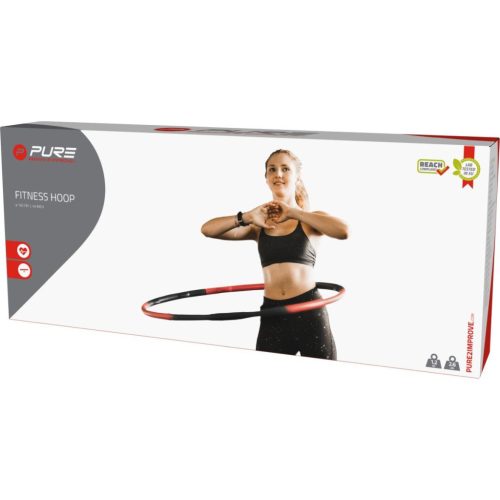 Pure 2 Improve Fitness Hoop - 100 cm-es fitnesz hulahopp karika neoprén borítással, piros/fekete