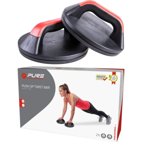 Pure 2 Improve Push Up Twist Bar - forgó fekvőtámasz tárcsa, fekete/piros