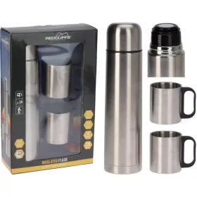   Redcliffs Insulated Flask - turista termosz 2 bögrével, ezüst