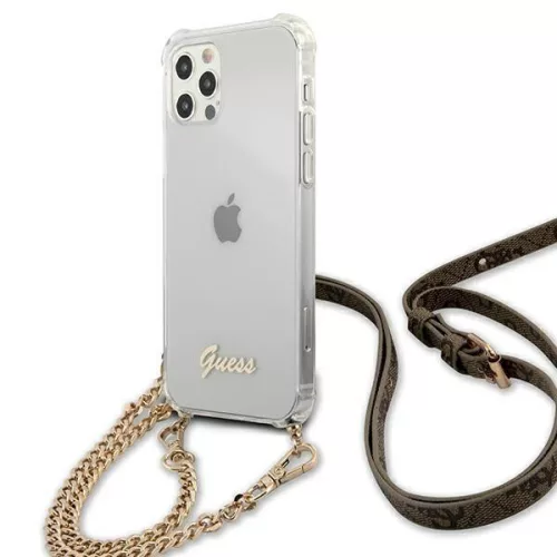 Apple iPhone 12 / 12 Pro - Guess 4G Gold Chain eredeti Guess telefontok, Átlátszó