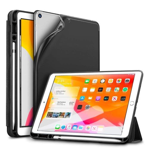 Apple iPad 10.2 (2019/2020/2021) ESR Rebound Pencil tablet tok Pencil tartóval, Fekete