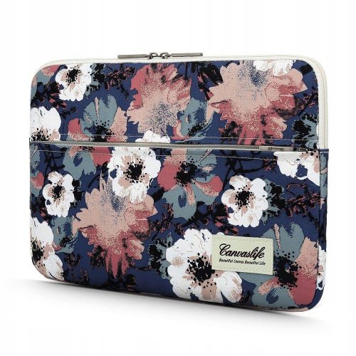 Canvaslife Sleeve laptop táska 13-14", 35 x 25 x 3 cm , Sötétkék/Virág minta