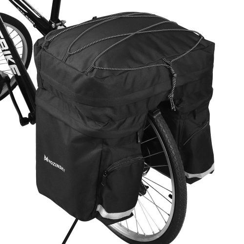 Wozinsky WBB13BK kerékpáros táska csomagtartóra, pántokkal, kulacstartóval, 60 L, fekete
