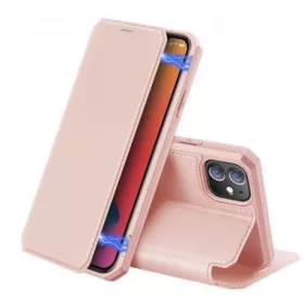   Apple iPhone 12 mini Dux Ducis Skin X prémium oldalra nyíló mágneses műbőr telefontok, rózsaszín