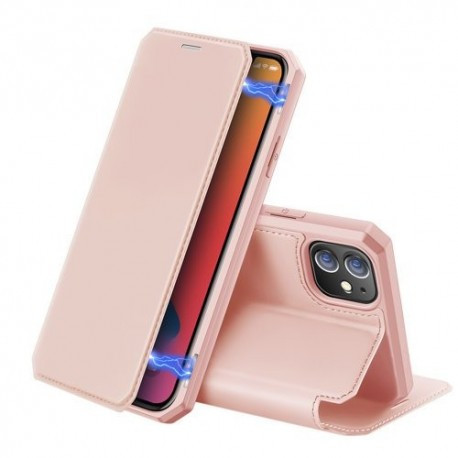 Apple iPhone 12 mini Dux Ducis Skin X prémium oldalra nyíló mágneses műbőr telefontok, rózsaszín