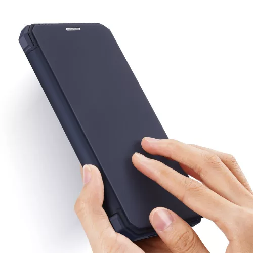Apple iPhone 12 Pro Max - Dux Ducis Skin X mágneses oldalra nyíló tok, Sötétkék