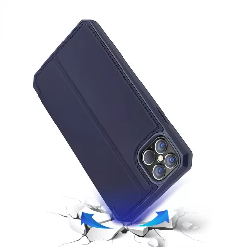 Apple iPhone 12 Pro Max - Dux Ducis Skin X mágneses oldalra nyíló tok, Sötétkék